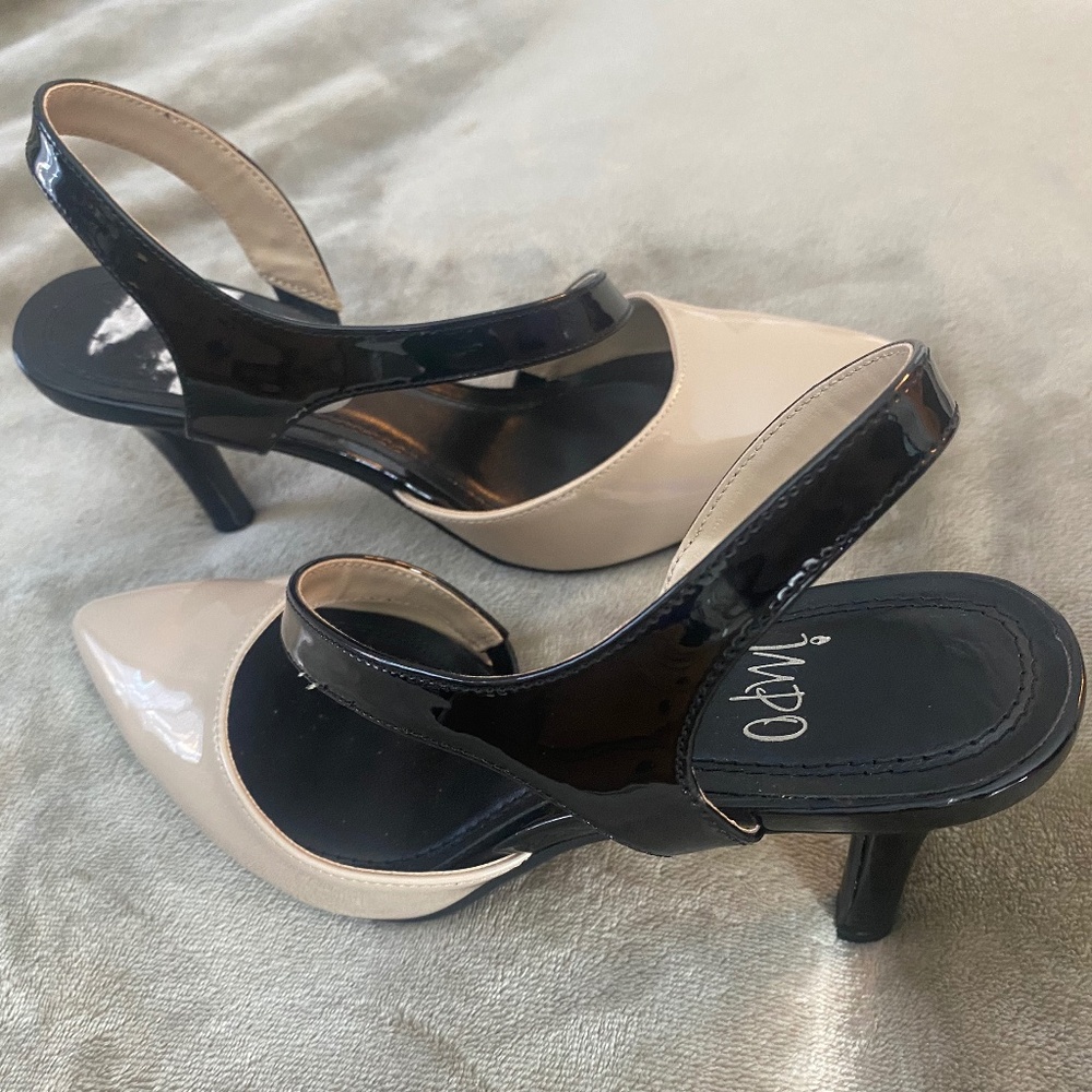 Black and Nude Patent Leather Heels